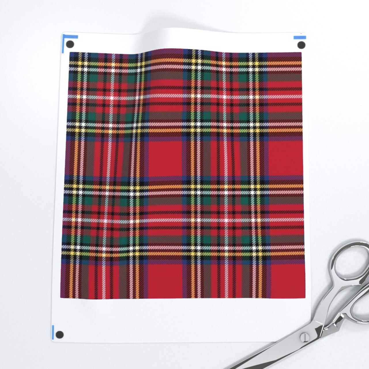 Royal Tartan Style Christmas Plaid Kilt Red Black Green Blue Scottish Custom Printed Fabric by Spoonflower Various Fabrics by the Yard or Fat Quarter